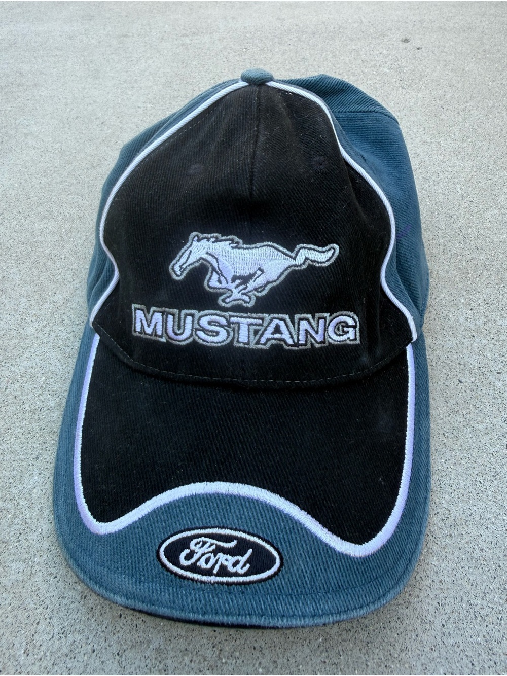 Ford Mustang Embroidered Turquoise & Black Classic Logo Baseball Cap One Size